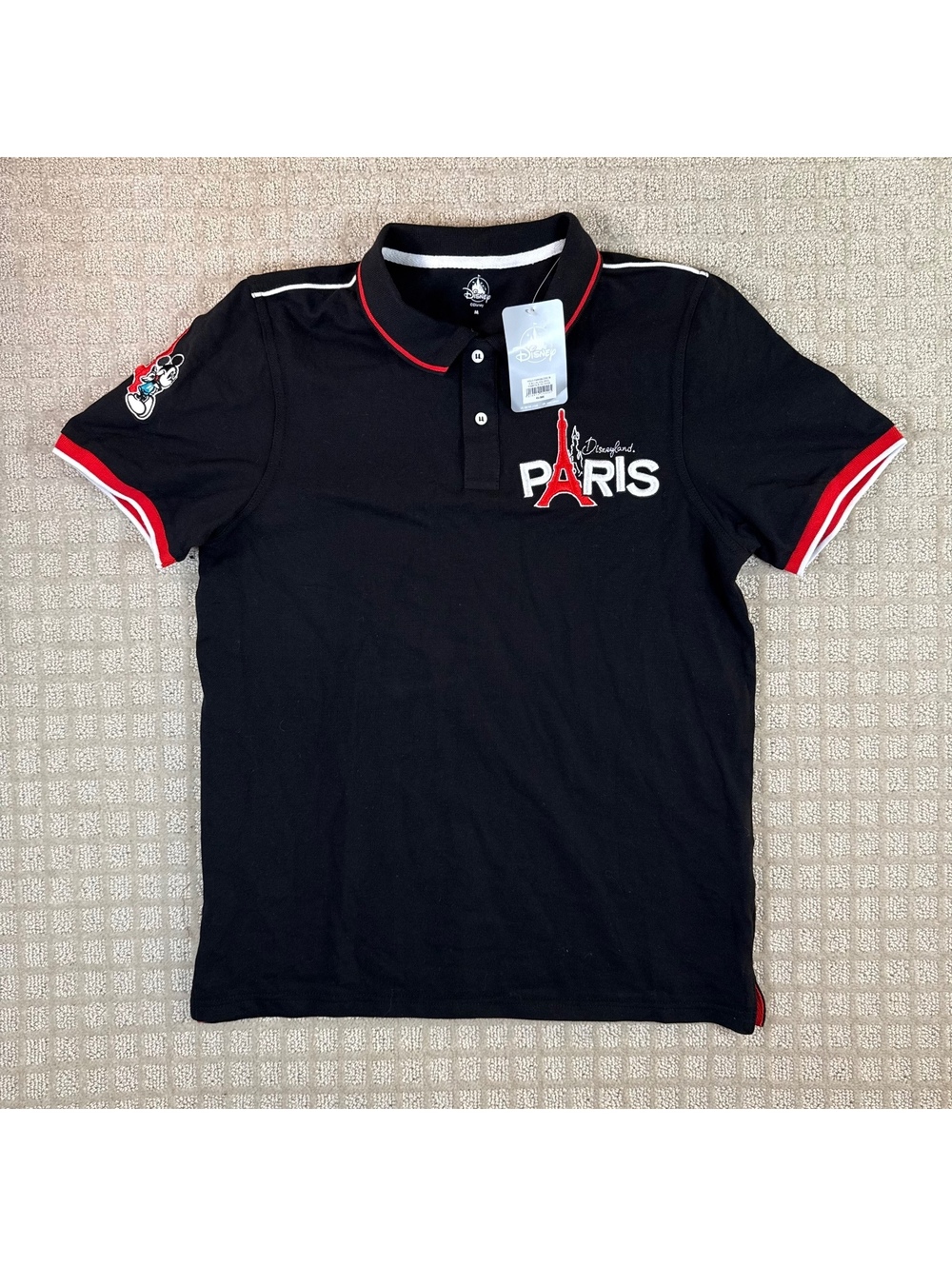 Disneyland Paris Mickey Polo Shirt NWT M Black
